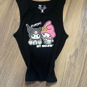 Sanrio Black Tank Top with Kuromi and My Melody